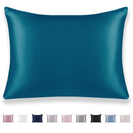 Texbee 100% Mulberry Silk Pillowcase for Hair and Skin with Hidden Zipper, Both Side 23 Momme Silk, King Size 1 Pack Gifts for Women Men (50x90CM, Peacock Blue)