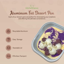 KitchenDance Moldes desechables de aluminio de 10 x 10 cm, cuadrados, de 8 onzas, con tapas, #ALU6P (rojo, 50)