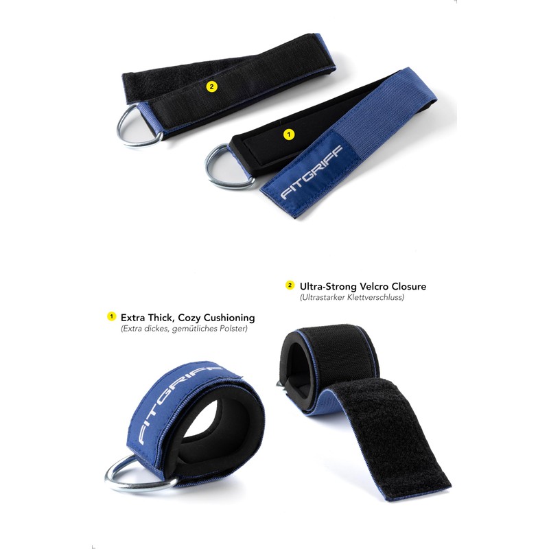 Fitgriff® Ankle Straps V2 for Cable Machine (2 Pieces) -