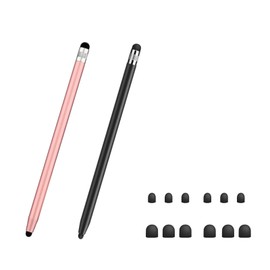 Leloco Pen for Tablet, Tablet Pen for All Tablets (Pack of 2), 2 in 1 Rubber Stylus Touch Pen, Touchscreen Pen, Suitable for Touchscreen Devices such as Mobile Phones, Tablets etc. (Black + Pink)