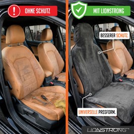 LIONSTRONG Car Seat Protector Front Seat Universal Compatible [Waterproof] – Car Seat Covers Front Seats – Seat Protectors Car Seat Covers Car Seat Protector – Workshop Protector – Microfibre