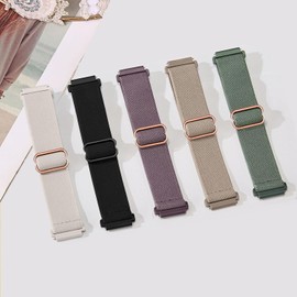 ZOCOVIN 5 Pack Stretchy Watch Bands for Garmin Vivoactive 5/Vivoactive 6/Forerunner 55/165, 20mm Soft Elastic Fabric Adjustable Replacement Sport Loop Straps for Garmin Venu Sq 2 Women Men