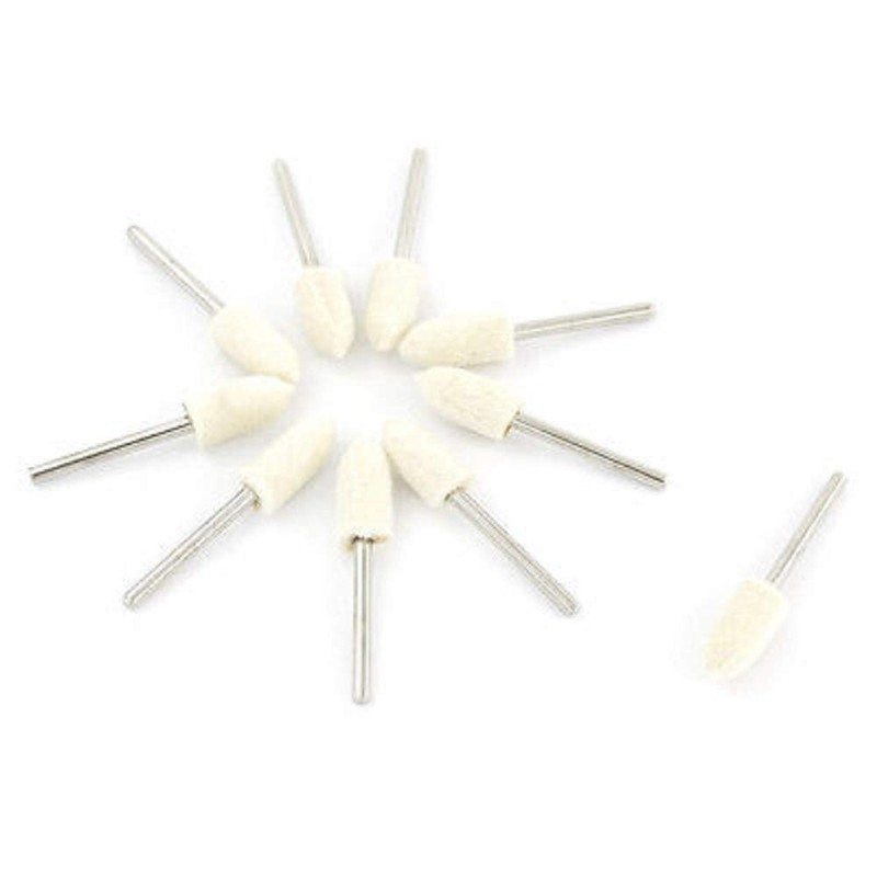 Toolso 20 PCS Mandrel Mounted White Conical Felt Bob Polishing