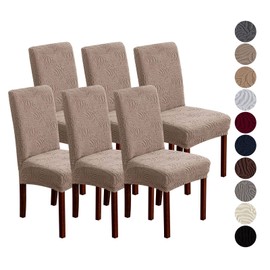 YUEANG Dining Chair Covers, Chair Covers for Dining Room Stretch Chair Covers Parsons Chair Slipcover, for Dining Room Kitchen Chair Protector Cover, Removable, Washable (Taupe, 6 Pack)