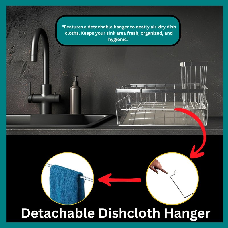 Big Kitchen Sponge Holder for Kitchen Sink, Self-Draining Sink Caddy