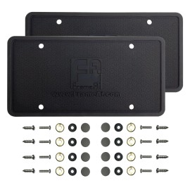 Aftermarket Products 2 Silicone License Frame Back Guard RustProof RattleProof  + Black Screw On Caps