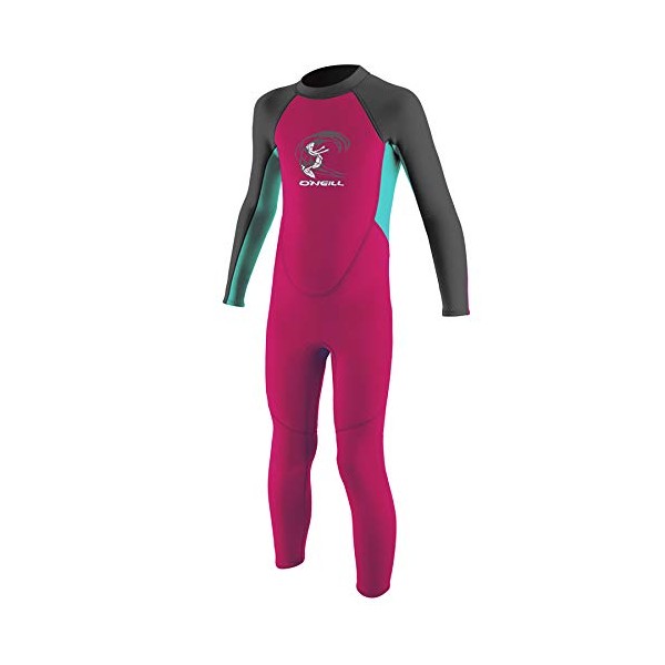 O'Neill Wetsuits Kid's Toddler Reactor II Back Zip Full Wetsuit, Berry/Light Aqua/Graphite, Size 1