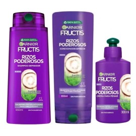 Garnier Kit Rutina Fructis Rizos Poderosos  Shampoo, Acondicionador Y Crema Para Peina