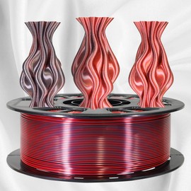 MIKA3D 2 Colors in 1 Silk Black Red PLA 3D Filament, 1KG 2.2LBS 3D Printing Material with Bicolor Dichromatic Double Colors, Dual Color Co-Extrusion 3D Filament Widely Fit for 3D Printer