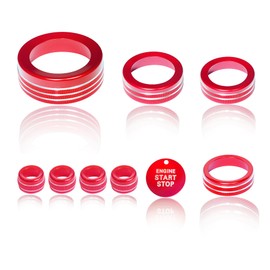 BORUIEN for Ford Bronco Sport 2025 Accessories Interior Car Central Console Panel Switch Button Cover Headlight Volume 4WD Gear Shift Air Vent Knob Cover Decor Trim Alloy 9Pcs (Red)