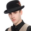 Trenzeo Classic Bowler Derby Hat, Victorian Style, Black, Formal Wear