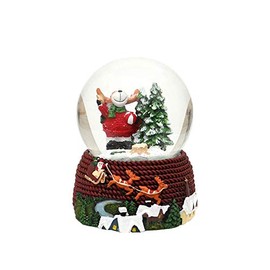 Dekohelden24 Snow Globe with Musical Mechanism, Motif: Elk, Dimensions H/W/Diameter Ball: Approx. 14.5 x 11.5 cm/Diameter 10 cm