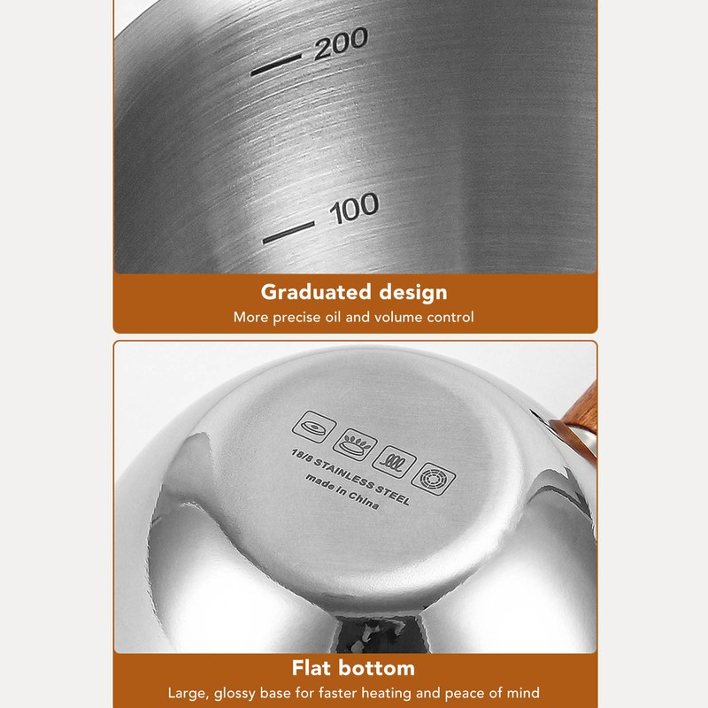 Stainless Steel Butter Warmer Flat Bottom Milk Pot with Double
