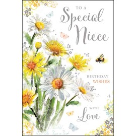 Special Niece Birthday Card - Dandelions & Daisies - Secret Garden Range
