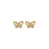 14k REAL Yellow Gold Diamond Cut Butterfly Stud Earrings with