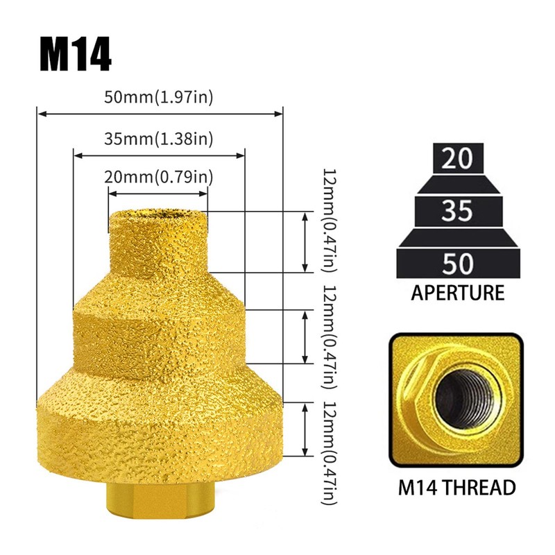 Diamond Brazed Step Drill Bit 20mm 35mm 50mm Multi Layer