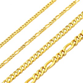 18K Gold Plated Cuban Link Chain for Men Silver Necklace 3MM Thin Strong Miami Curb Chain for Women Male 22 Inch