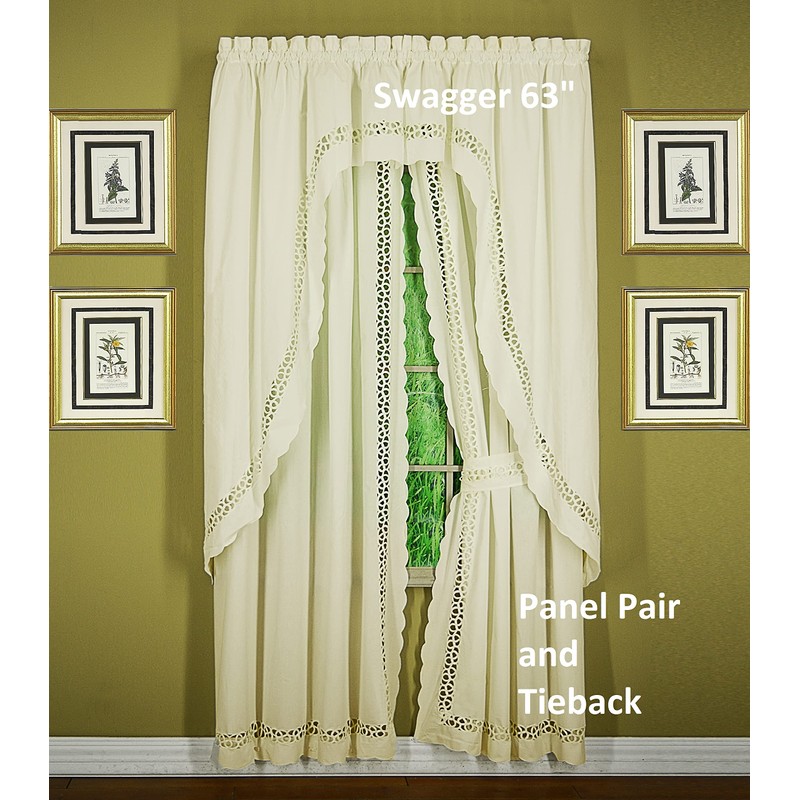 Today's Curtain, Hellina Tapework Panel Pair 84", Ecru, 4-Piece-Set, 80"