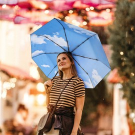 ZUOYOUZ Compact Travel Umbrella,Automatic,Lightweight,Windproof Strong,Folding Umbrella with Pattern for Rain&Sun-Men&Women