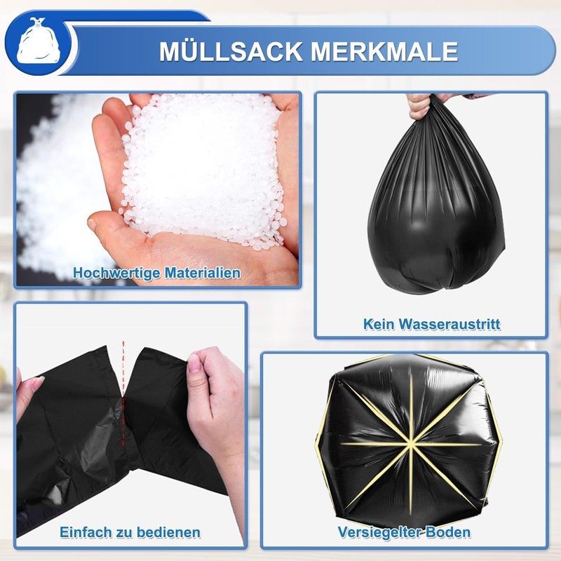 XUXRUS 5 L Bin Liners, Black, Small Bin Liners, Suitable