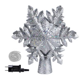 Homewit Christmas Tree Topper Projector Light Star Tree Topper for Christmas Decoration,Snowflake Light Tree Topper with Rotating LED Adjustable Light,Xmas Tree Topper Gift for Xmas Decor(Sliver)