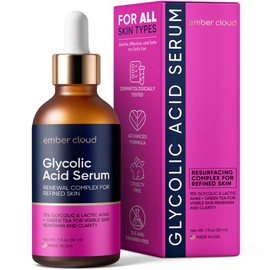Ember Cloud Glycolic Acid Serum for Face 15% - Extra Large Size (2 Oz) - Advanced Formula to Support Skin Radiance, Addressing Uneven Tone & Fine Lines