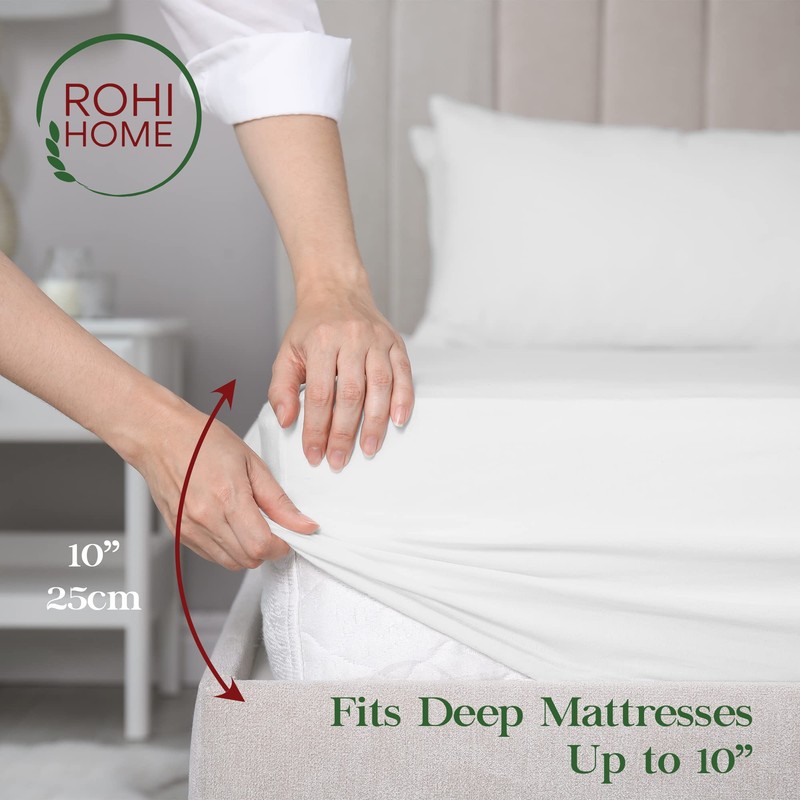 Rohi® Double Fitted Sheet with Two Pillowcases – 25cm Depth