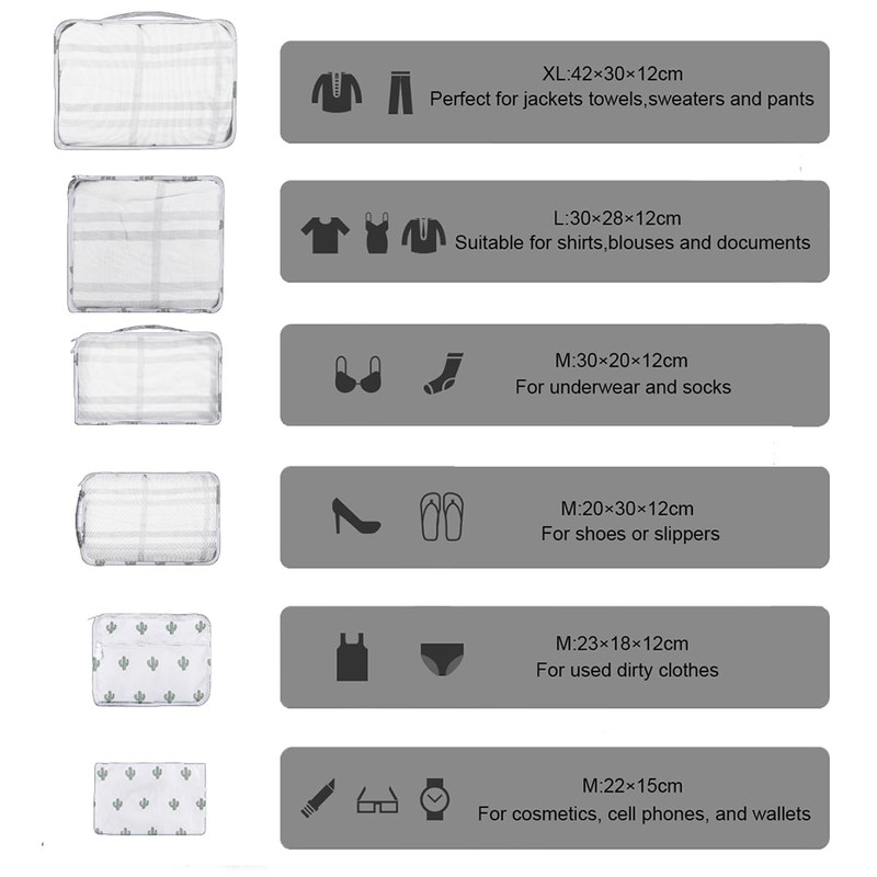 Packing Cubes for Suitcase 10 Sizes Suitcase Organizer Bags 10