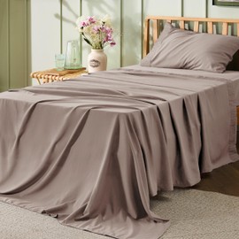 Bedsure Twin Sheets Set - 3 Pieces Soft Twin Bed Sheets - Breathable & Cooling - Hotel Luxury - Easy Care Polyester Microfiber Bedding for Women, Men, Khaki