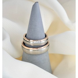 DOOSTI Ring for Men and Women Stainless Steel Two-Tone Silver Rose Gold Without Cubic Zirconia Wedding Ring Friendship Ring Wedding Ring Woman Man, Stainless Steel