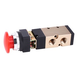 Tiiyee Pneumatic Mechanical Valve, MV-10a Pneumatic Machines Air Valve 2 Positions 5 Way Spring Return Push Button 1/4 Inch PT Reverse Valve Spring Compressor Momentary Control Mechanisc