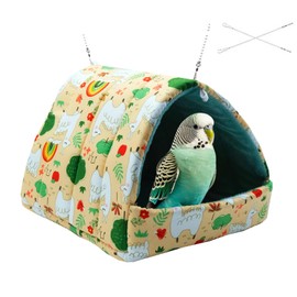 EWEIS Plush Warm Bird Nest for Birds Cage Accessories,Skin Friendly Samll Animal House Hanging Hammock for Parrot Toy,Snuggle Bed House for Conures,Parakeet,African Grey,Budgies (Green Sheep, S/Size)