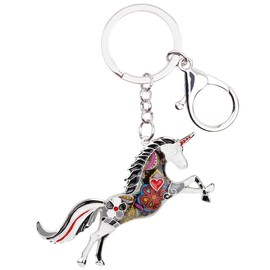 WEVENI Alloy Running Horse Keychain Accessories Enamel Jewelry for Women Girls Car Wallet Charms, Black Unicorn