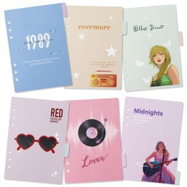 Notebook Dividers with Tabs for 6 Ring Binder, 6-tab Insertable Index Tab Binder Dividers, Featuring Singer Album Covers, Ideal Gift for Fans(A5)