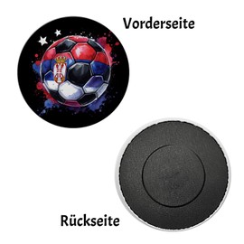 Football Serbia Flag Magnet Round Euro 2024 Fan Item - Serbia Football Magnet National Flag Red/Blue Sports Ball Decor