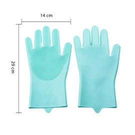 Pet Grooming Gloves，Heat-Resistant Silicone Gloves with High-Density Teeth for Enhanced Massaging and Bathing of Dogs and Cats (Green, 2 Pair)