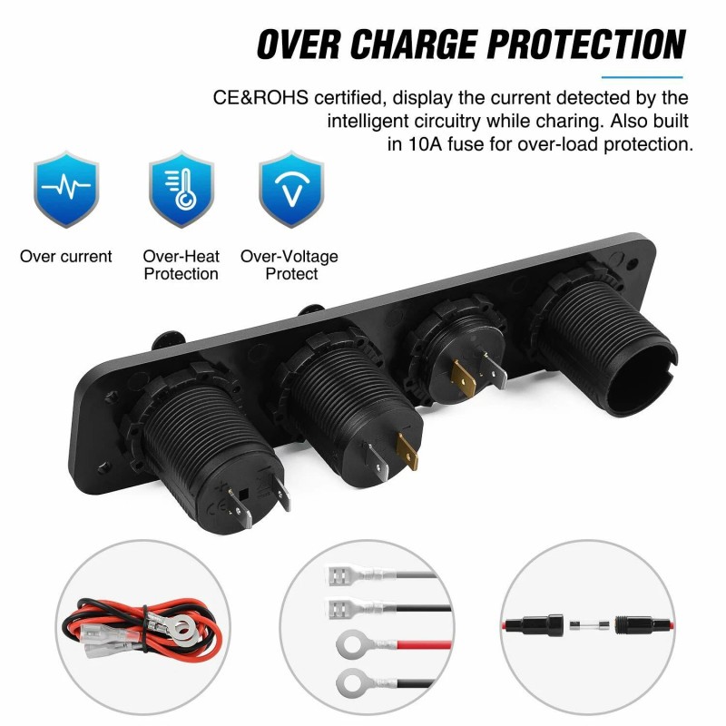 Nilight 4 in 1 ON/OFF Charger Socket Panel Dual USB
