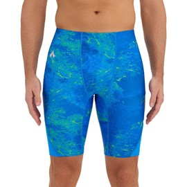 Eteoepo Swim Jammers for Men Athletic Training Endurance Swimsuit Durable Team Lap Swimming Racing Competition Swimwear(Blue/Texture,M)