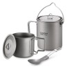 Lixada Lightweight Titanium 3 Pieces Set Titanium 750ml Pot 350ml