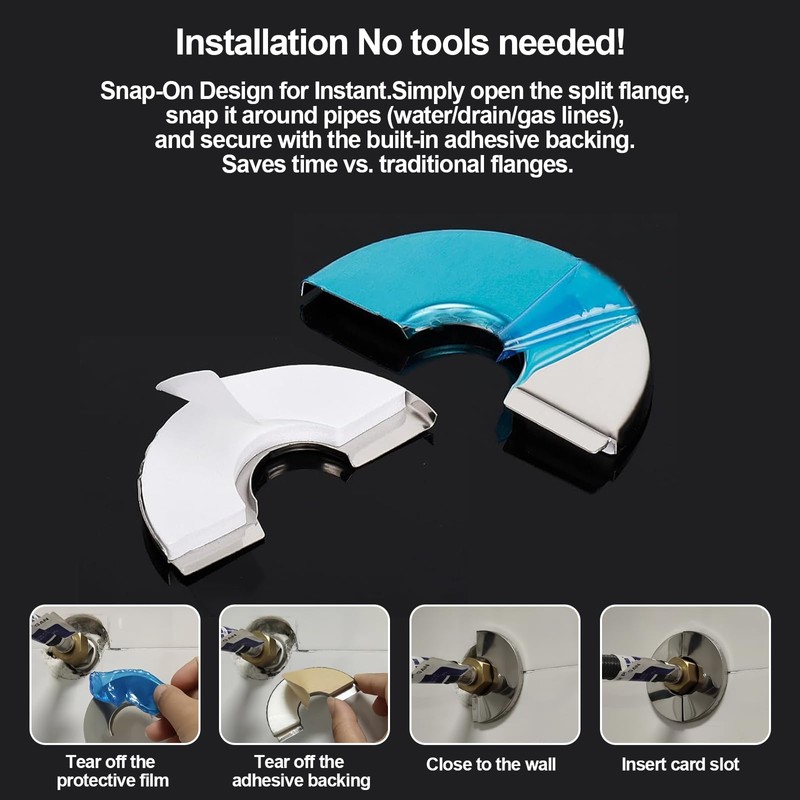 3 Pack Wall Split Flange Self-Adhesive Split Flange for Pipes