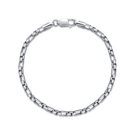 LELOUCHY Box Silver Bracelet 2.8mm Solid 925 Silver Box Chain Bracelet for Men Boy Ladies Girls 9 inch