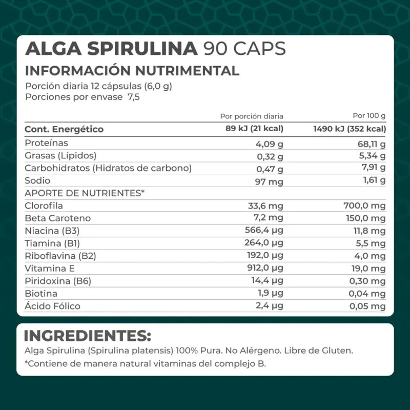 Suplemento Alga Spirulina (90 Caps) - Pronat