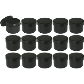 15 ointment containers, cream containers, ointment pot, flat, 35 ml, black, made in Germany