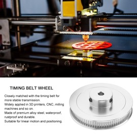 Synchronous Wheel 5 mm Bore 80 Teeth GT2 Timing Belt Pulley Double Flange Alloy Steel for Milling Machines Gear Forming Machines Drills Silver