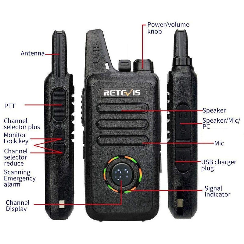 Retevis RT22S Walkie Talkies Rechargeable VOX 22 Channel Alarm Channel