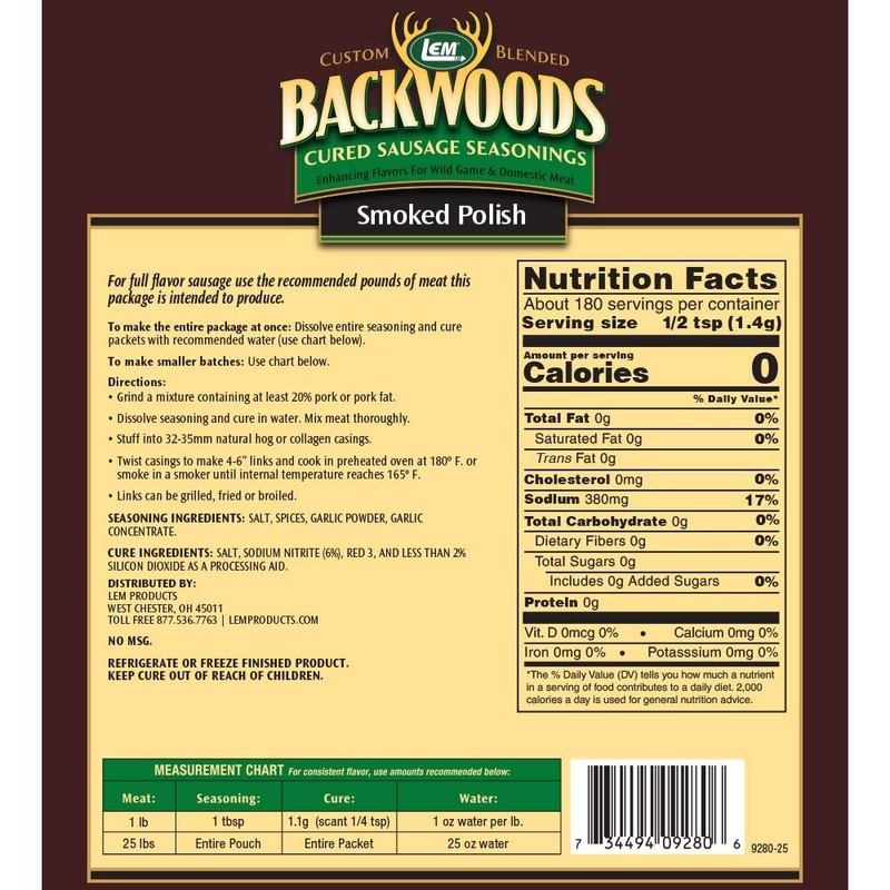 LEM Backwoods Cured Sausage Seasoning with Cure Packet, Bratwurst