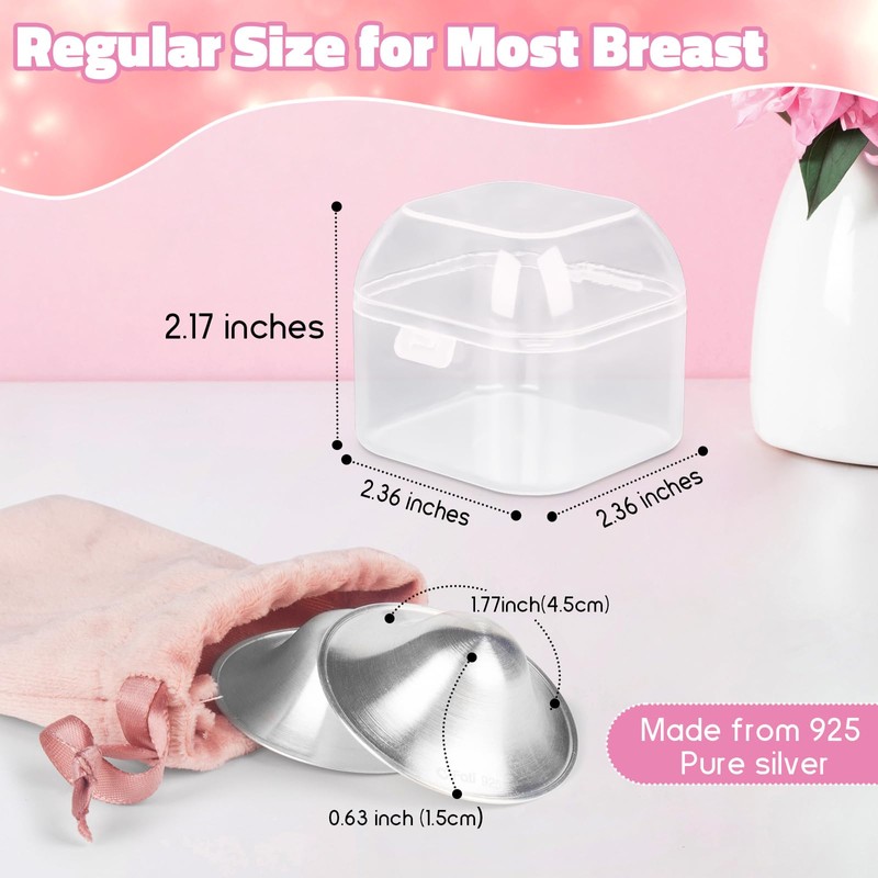 The Original Silver Nursing Cups, Nipple Covers for Breastfeeding Essentials,