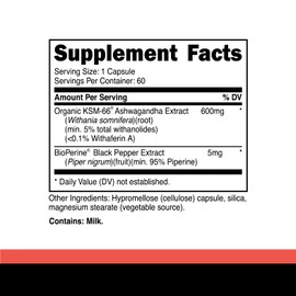 Primal KSM-66 Ashwagandha Capsules (60 Capsules / 60 Servings, 600 mg KSM-66 Per Serving) | Premium Ashwagandha Root Extract - Gluten Free, Non-GMO Nutritional Supplement