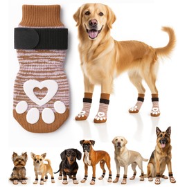 Non-Slip Dog Socks for Hardwood Floors - 6-Pack | Anti-Slip Toes to Prevent Licking Paws, Add Grip, and Provide Paw Protection | for All Ages and Senior Dogs - XS