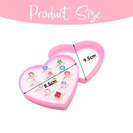 Children's Rings for Girls, Children's Rings Girls with Heart Shape Box, Ring Children Girls, Princess Jewellery Set, 12 Pieces Rings Children, Rings Girls, Children's Jewellery for Children, Birthday